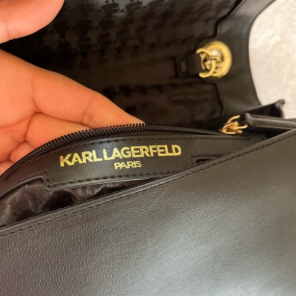 Karl Lagerfeld Bags Karl Lagerfeld Paris Lara Quilted Leather Shoulder Bag In Black Gold